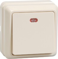 ОКТАВА Выключатель одноклавишный наружный бежевый с индикацией 10А - Интернет-магазин электротоваров "ЭЛЕКТРО-СНАБ", Екатеринбург