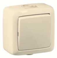 Переключатель одноклавишный наружный с изоляционной пластиной слоновая кость 10А - Интернет-магазин электротоваров "ЭЛЕКТРО-СНАБ", Екатеринбург