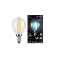 Лампа светодиодная LED 5Вт 230в, E27 Filament белый шар Gauss - Интернет-магазин электротоваров "ЭЛЕКТРО-СНАБ", Екатеринбург