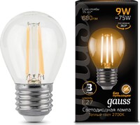 Лампа светодиодная LED 9Вт E27 Filament шар, теплый Gauss - Интернет-магазин электротоваров "ЭЛЕКТРО-СНАБ", Екатеринбург