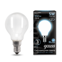 Лампа светодиодная LED 5Вт 230в,E14 Filament OPAL белый,шар Gauss - Интернет-магазин электротоваров "ЭЛЕКТРО-СНАБ", Екатеринбург