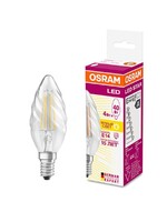 Лампа светодиодная LED 4Вт Е14 FILAMENT CLBW40, тепло-бел, прозр.витая свеча OSRAM - Интернет-магазин электротоваров "ЭЛЕКТРО-СНАБ", Екатеринбург