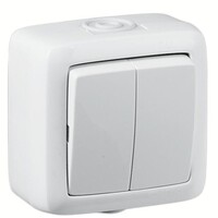 Выключатель двухклавишный наружный белый 10А IP44 10А - Интернет-магазин электротоваров "ЭЛЕКТРО-СНАБ", Екатеринбург